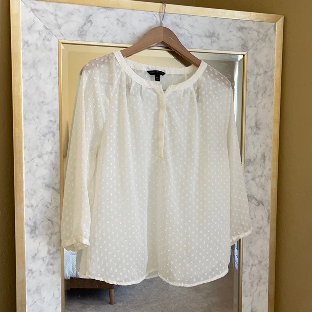 Banana Republic White Dotted Blouse